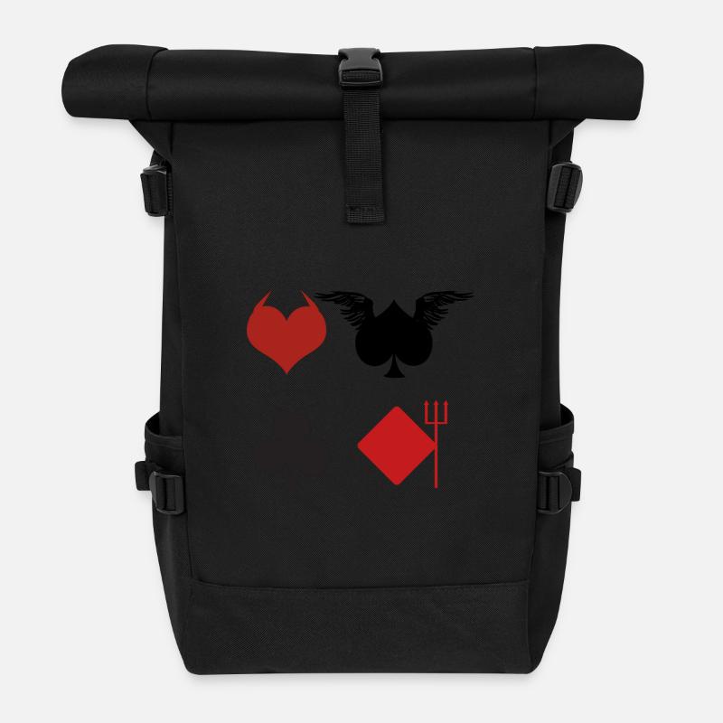 Spielkarten Engel Teufel Poker Geschenk - Rolltop Rucksack - Schwarz