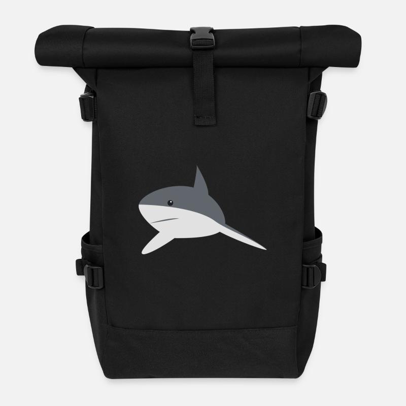 Shark - Roll Top Backpack - black