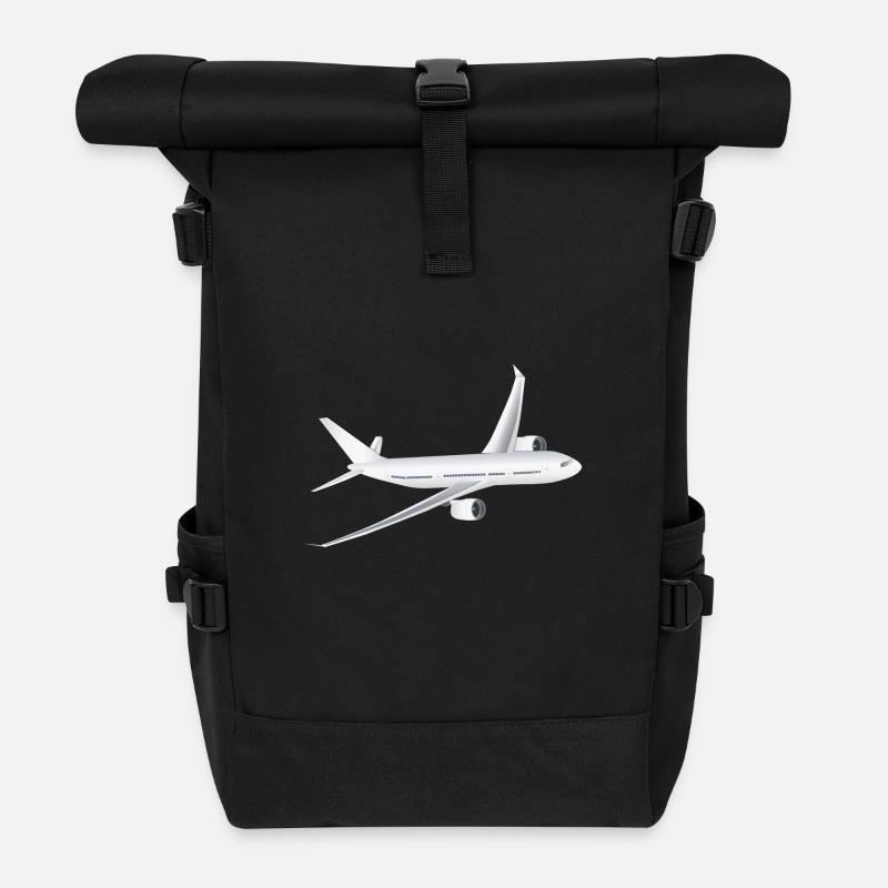 Flugzeug - Rolltop Rucksack - Schwarz