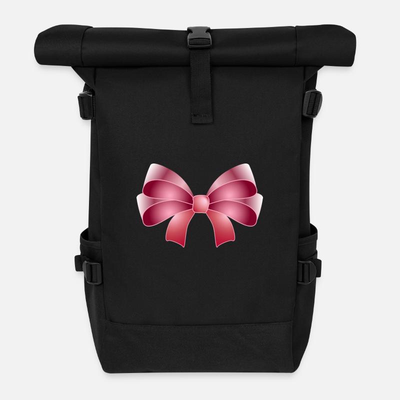 Elegante Schleife in rosa - Rolltop Rucksack - Schwarz