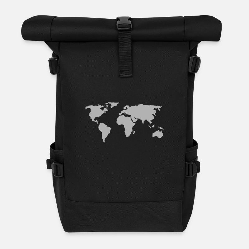 carte du monde - Sac à dos roll top - noir