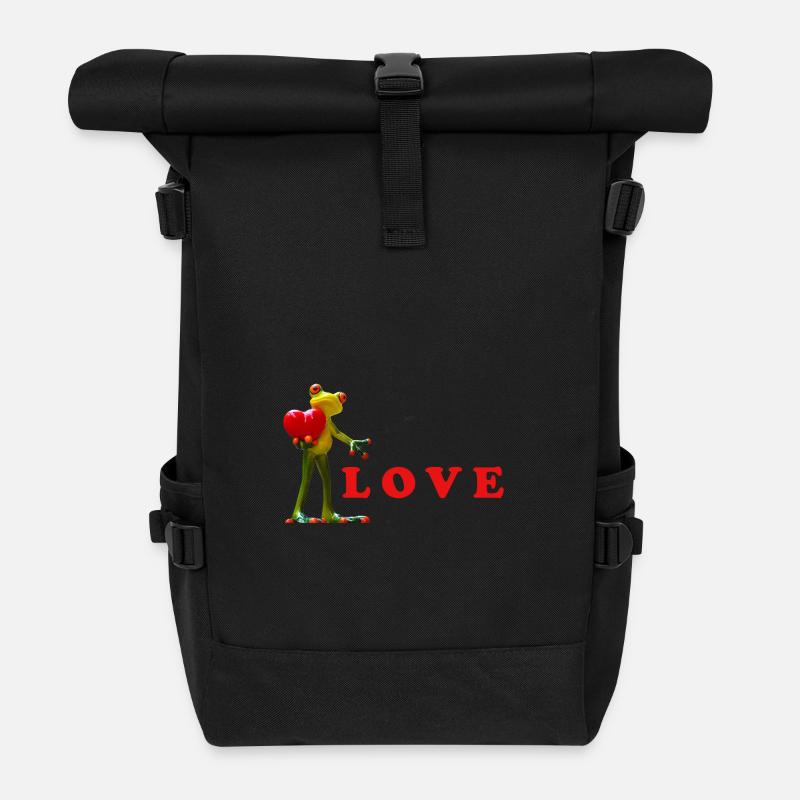 Love Seeds mit Herz und Samen essbar - Rolltop Rucksack - Schwarz