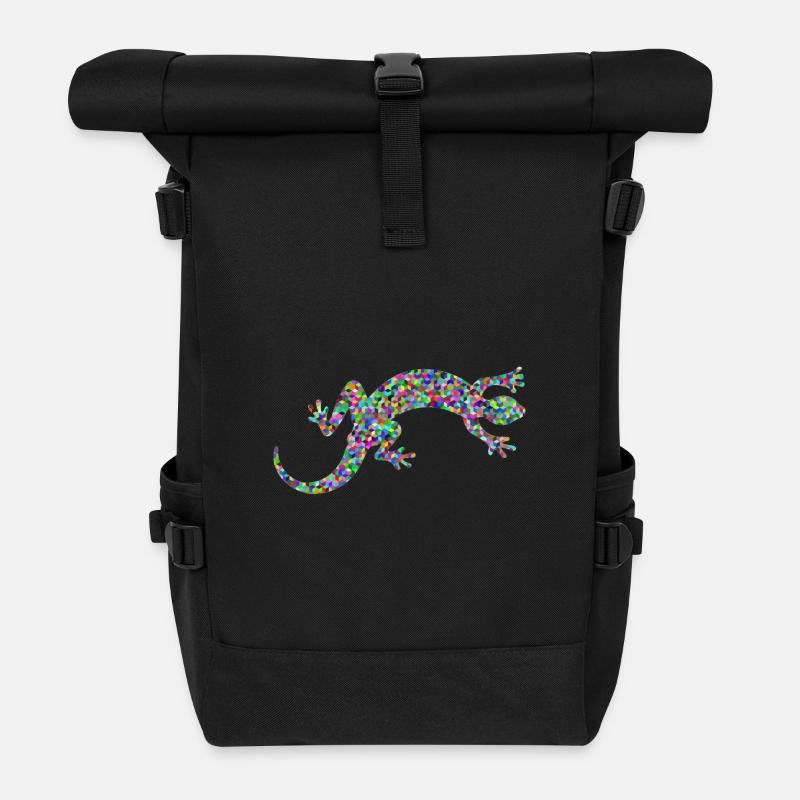 Gecko, Salamander, patterncontest - Rolltop Rucksack - Schwarz