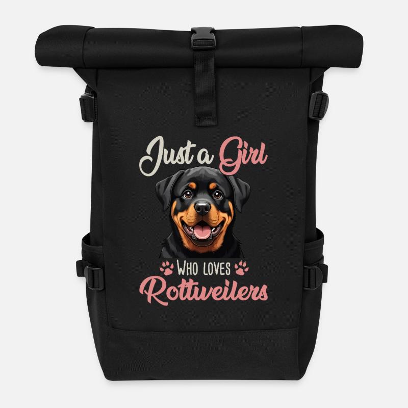 Juste une fille qui aime les Rottweilers - Sac à dos roll top - noir