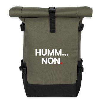 SUMM... NEIN | Minimalistischer humoristischer Ausdruck - Rolltop Rucksack - Olive/Schwarz - Vorne