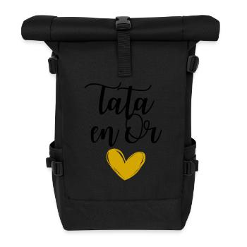 Tata en Or idée cadeau pour tante - Sac à dos roll top - noir - Devant