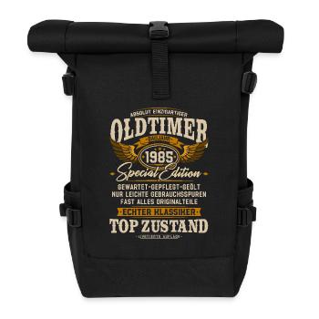 Oldtimer 1985 Jahrgang geboren Geburtstag Geschenk - Rolltop Rucksack - Schwarz - Vorne