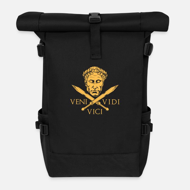 Caesar und Schwerter - Veni Vidi Vici - Rolltop Rucksack - Schwarz