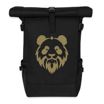 Panda mit Bart minimalistisches Bärenportrait - Rolltop Rucksack - Schwarz - Vorne