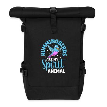 Favorite animal - hummingbird - Roll Top Backpack - black - Front