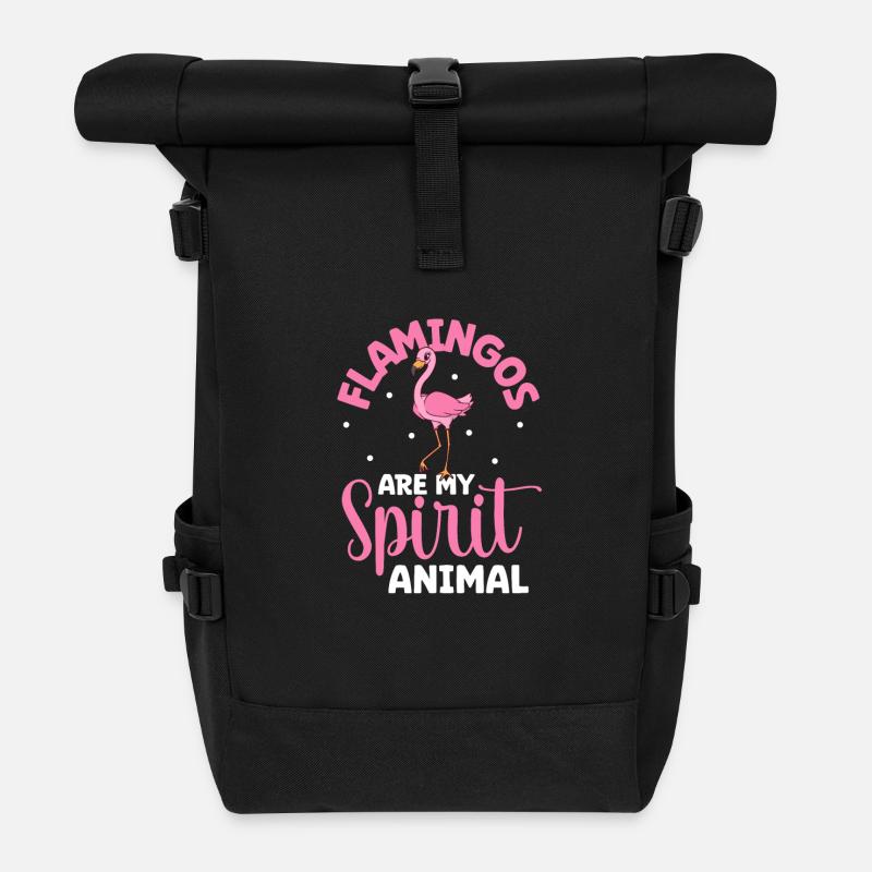 Lieblingstier - Flamingo - Rolltop Rucksack - Schwarz