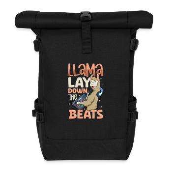 Lama am Mischpult - Sound Engineer - Rolltop Rucksack - Schwarz - Vorne
