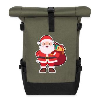 01 Süßer niedlicher Weihnachtsmann Geschenke - Rolltop Rucksack - Olive/Schwarz - Vorne