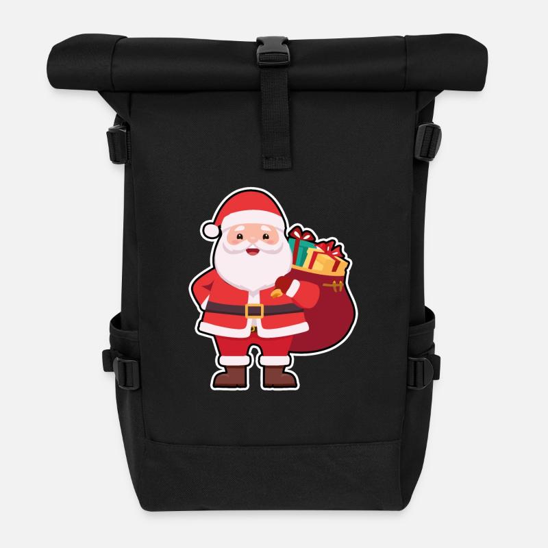 01 Cute Cute Santa Claus Gifts - Roll Top Backpack - black