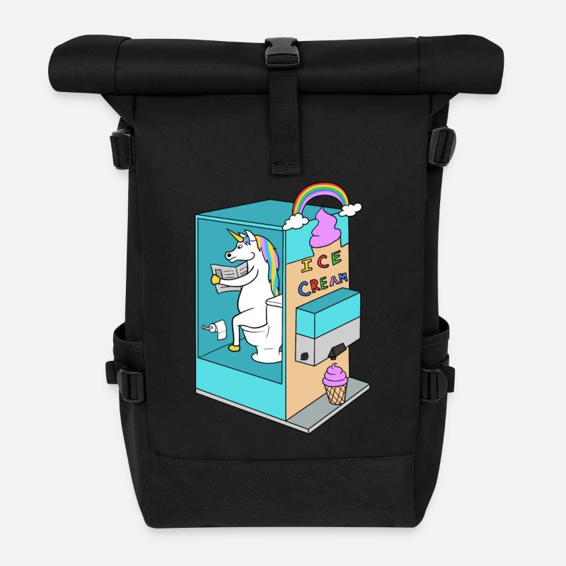 Einhorn lustig süß Geschenk Eis Weihnachten - Rolltop Rucksack - Schwarz