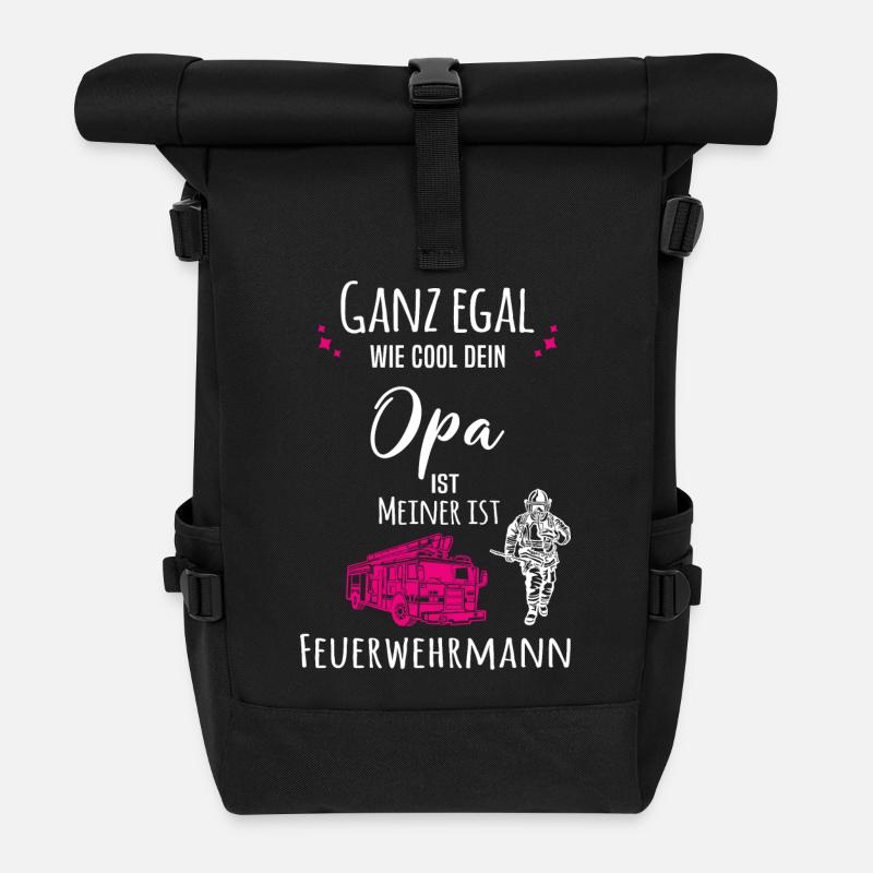Mein Opa ist Feuerwehrmann - Rolltop Rucksack - Schwarz