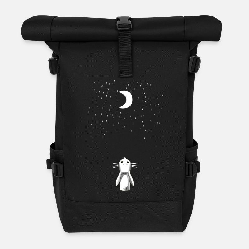 das Kaninchen und der Mond - Rolltop Rucksack - Schwarz