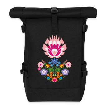 flowers flowers garden garden spring1 - Roll Top Backpack - black - Front