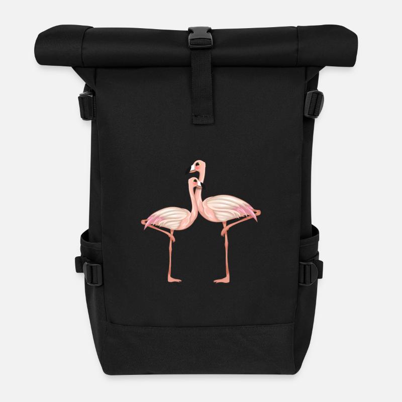 Flamingo Pärchen comic - Rolltop Rucksack - Schwarz