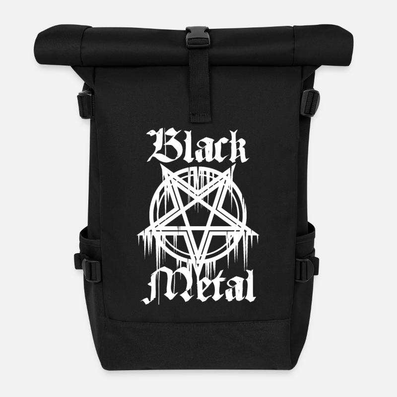 Black Metal mit Pentagramm - Rolltop Rucksack - Schwarz
