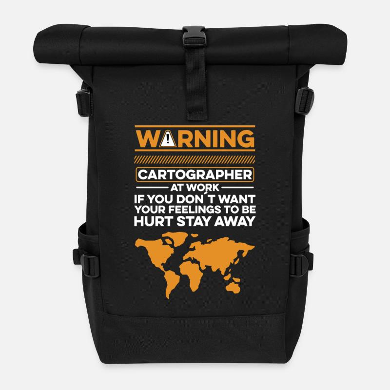 Cartography design - Roll Top Backpack - black