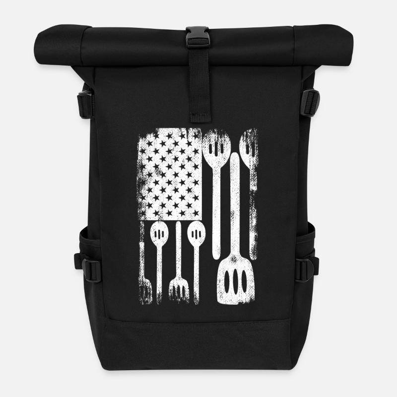 4. Juli USA Kochen - Rolltop Rucksack - Schwarz