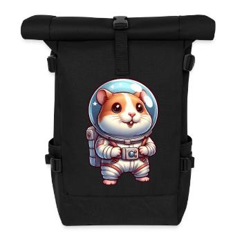 Süßer Hamster Astronaut im Weltall - Rolltop Rucksack - Schwarz - Vorne