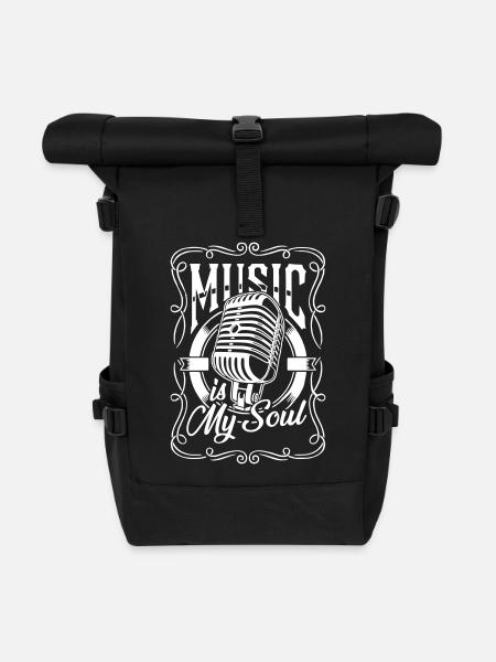 Music is My Soul - Roll Top Backpack - black