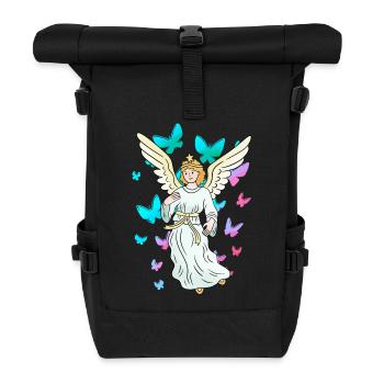 celestial spring butterflies nature angel - Roll Top Backpack - black - Front
