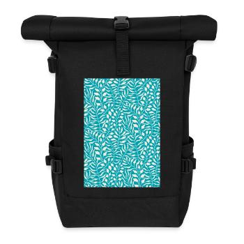 Design de feuille de palmier bleu - Sac à dos roll top - noir - Devant