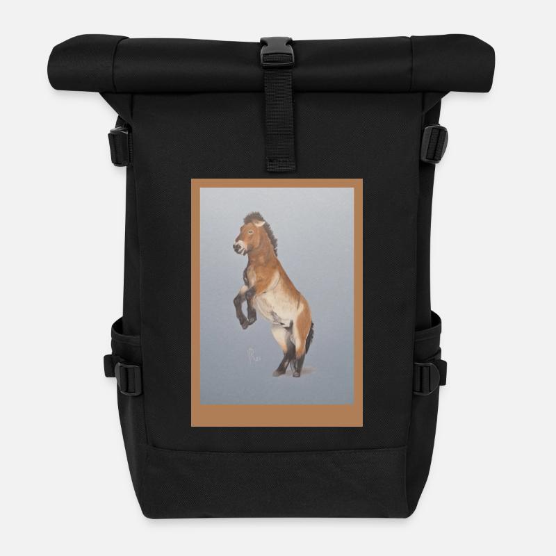Cheval d’équitation en hauteur - Sac à dos roll top - noir
