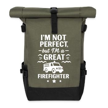 Super Firefighter Hero - Roll Top Backpack - olive/black - Front