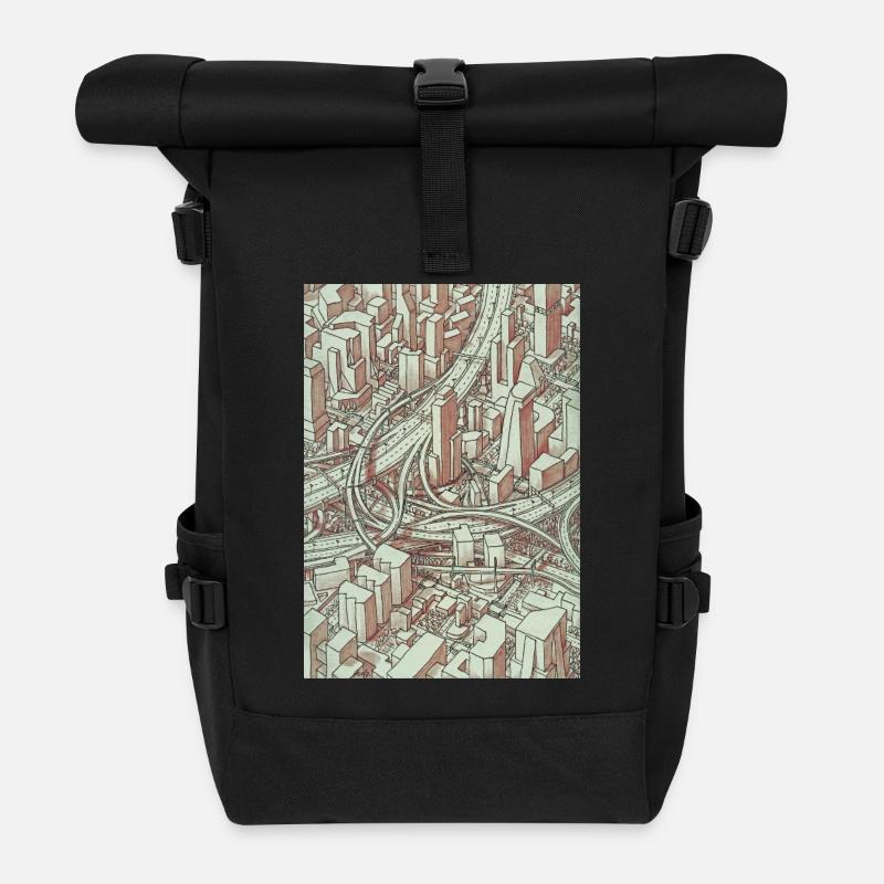 Wireframe Intersection - Rolltop Rucksack - Schwarz