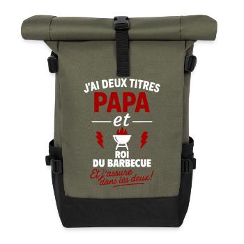 Papa Roi Du Barbecue Deux Titres cadeau - Sac à dos roll top - olive/noir - Devant