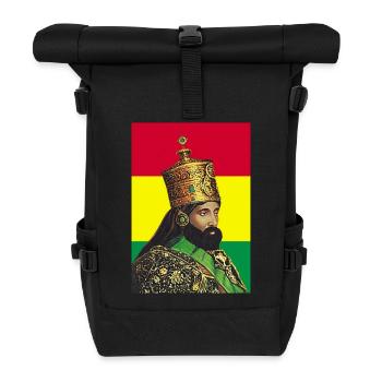 Haile Selassie I Jah Rastafari Rasta Reggae Roots  - Rolltop Rucksack - Schwarz - Vorne
