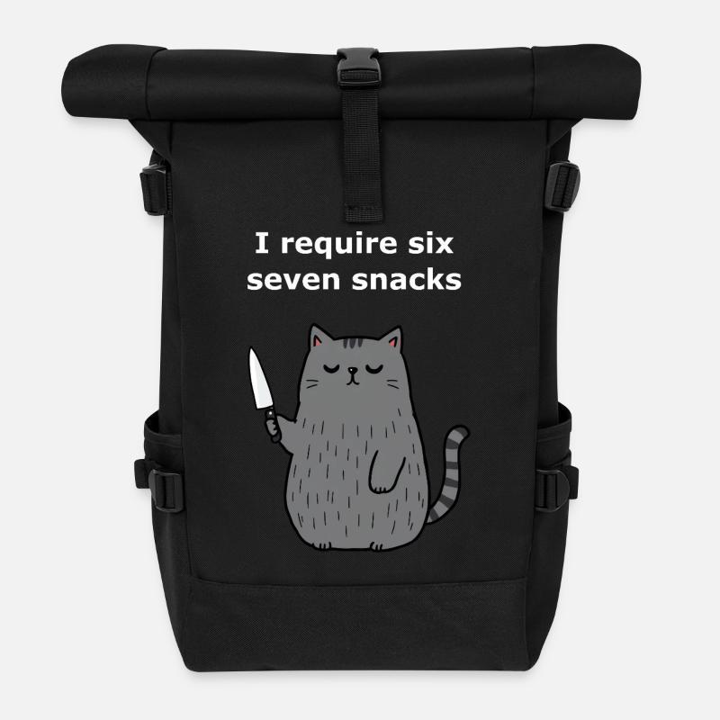 6-7 Internet Meme 6 7 Snack Katze - Rolltop Rucksack - Schwarz