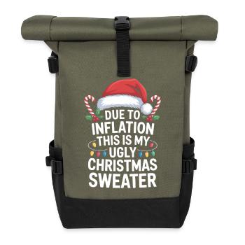 Inflation Ugly Christmas Sweater - Roll Top Backpack - olive/black - Front