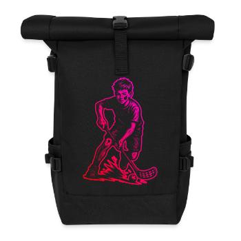 Puristisches Floorball Thema - Rolltop Rucksack - Schwarz - Vorne