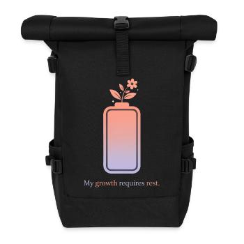 My Growth Requires Rest – Selfcare Design - Rolltop Rucksack - Schwarz - Vorne