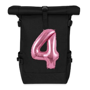 4. Geburtstag Shirt , pinker Ballon Helium - Rolltop Rucksack - Schwarz - Vorne