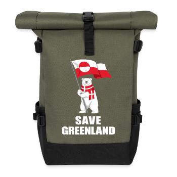 Eisbärenflagge rettet Grönland - Rolltop Rucksack - Olive/Schwarz - Vorne