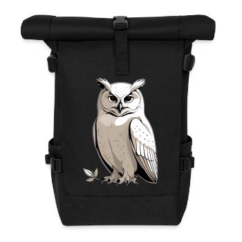 Owl portrait with serious facial expressions - Roll Top Backpack - black - Front