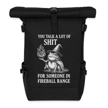 Fireball Range – Funny Frog Magician RPG - Roll Top Backpack - black - Front