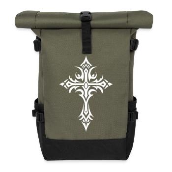 Emblème tribal cruciforme - Sac à dos roll top - olive/noir - Devant