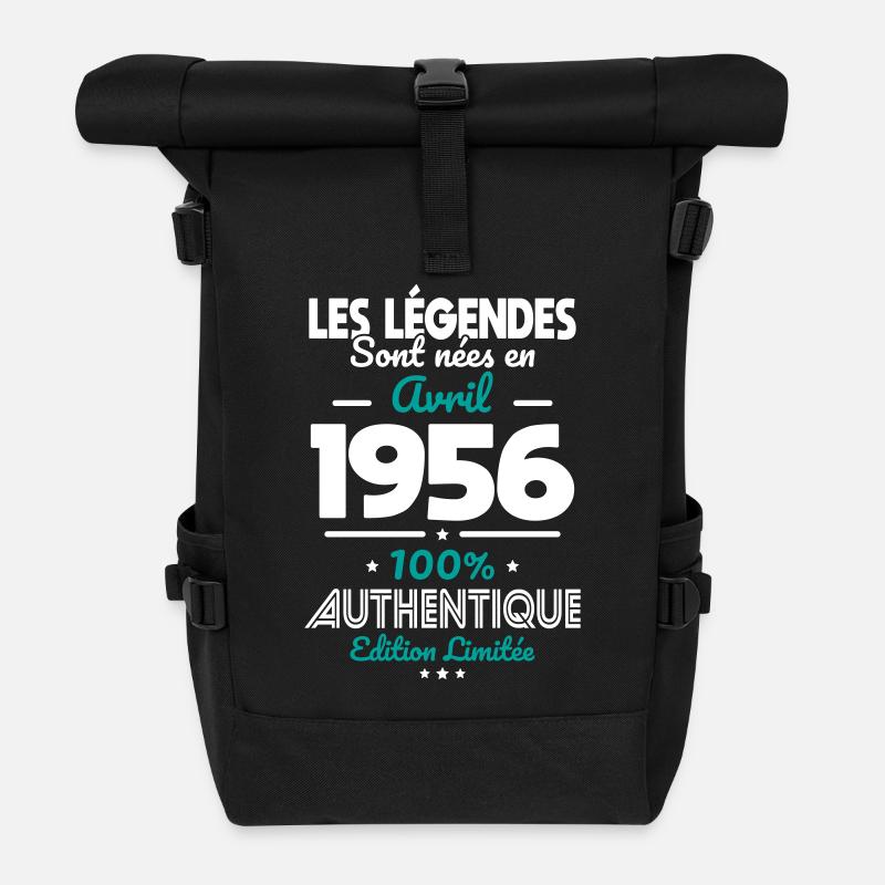 70. Jubiläum – Legends, geboren im April 1956 - Rolltop Rucksack - Schwarz