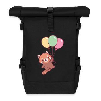 Süßer roter Panda und Luftballons - Rolltop Rucksack - Schwarz - Vorne