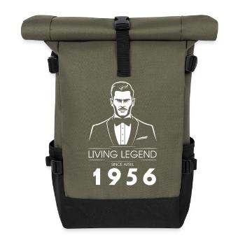 70th Birthday Living Legend (GENT) since 04/1956 - Roll Top Backpack - olive/black - Front