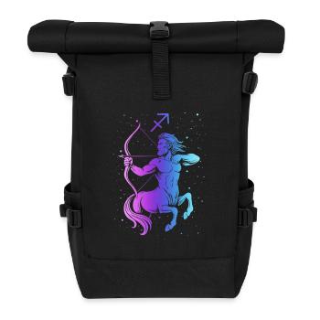 Schütze – Neon-Tierkreiszeichen - Rolltop Rucksack - Schwarz - Vorne