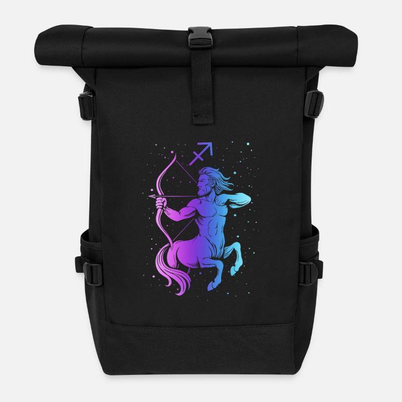 Sagittaire – Signe du Néon - Sac à dos roll top - noir