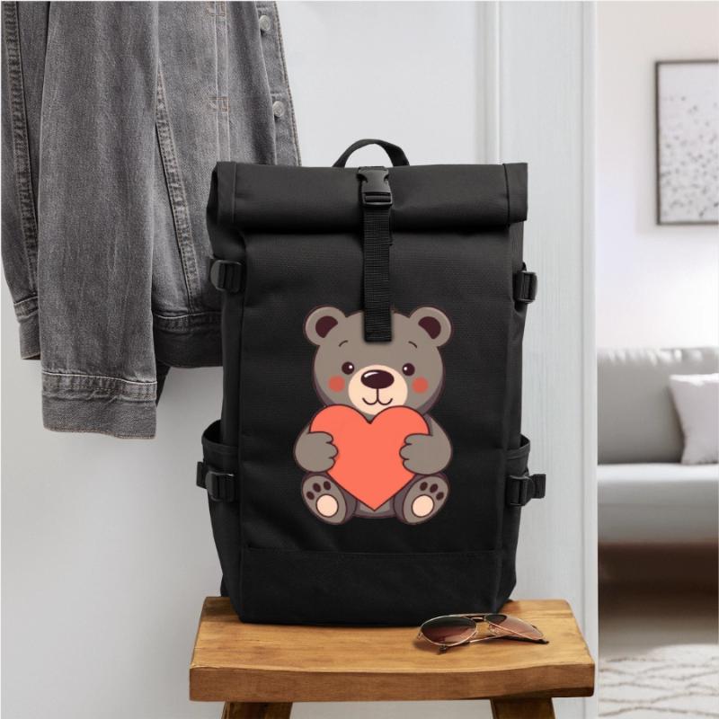 Bär mit rotem Herz Geschenk Mutter Muttertag Rolltop Rucksack